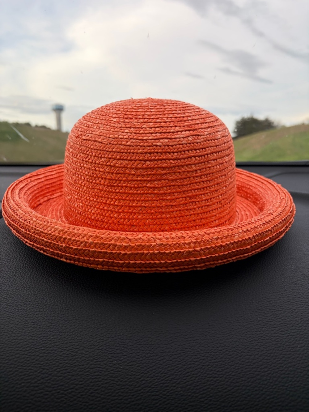Orange Straw Bowler Hat - Women Accessories